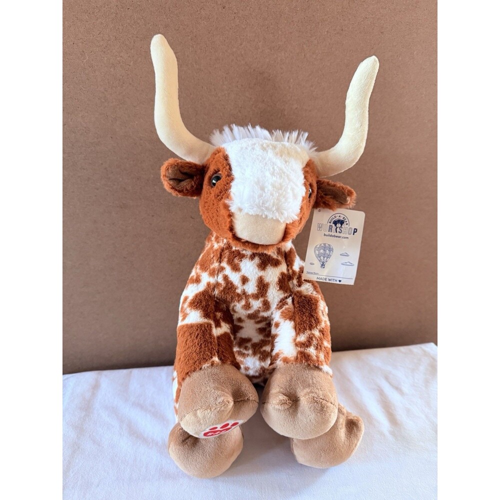 Build a Bear Mini Beans Longhorn Plush Bean Bag Soft Brown Cow Bull Highland T